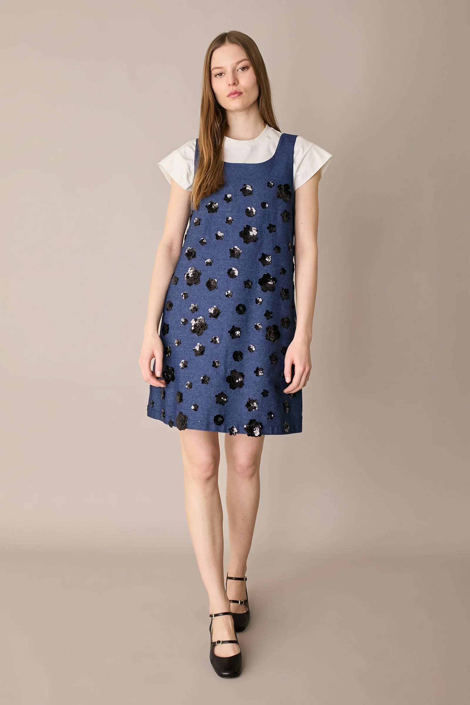 Abito in denim con ricami paillettes - Image 4