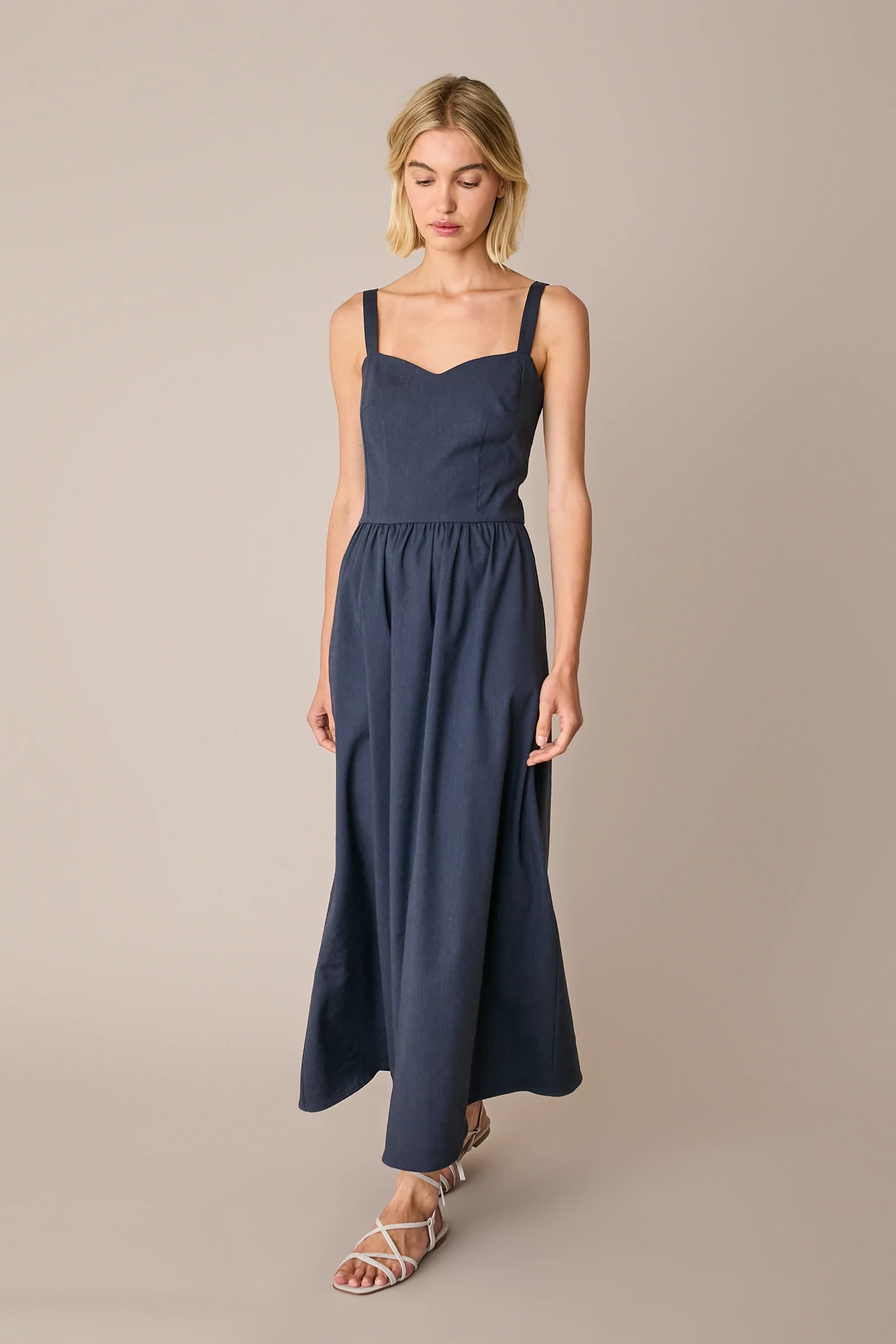Abito lungo in lino stretch - Image 3