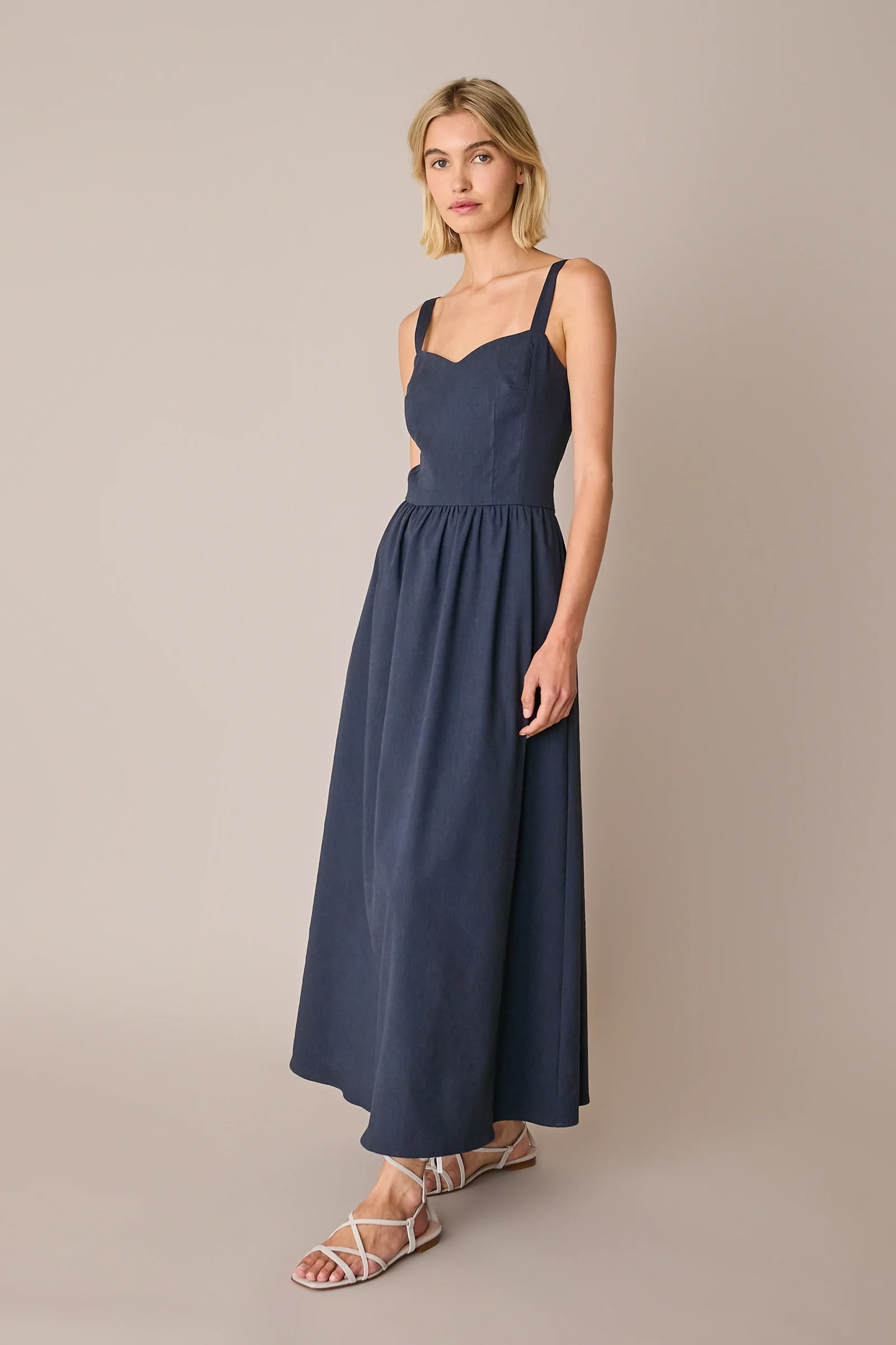 Abito lungo in lino stretch - Image 5
