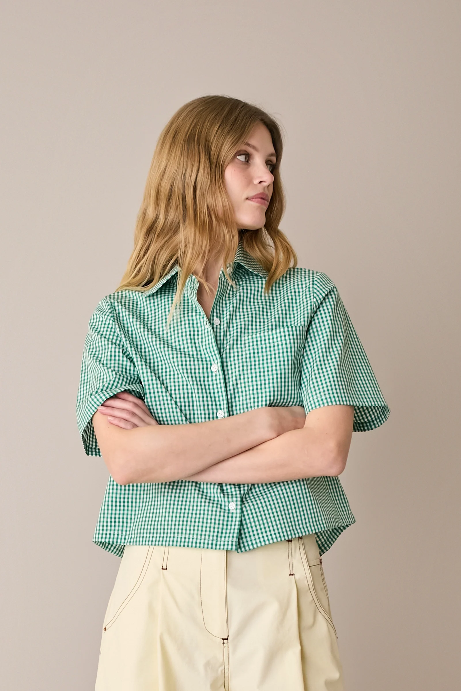 Camicia boxy in cotone con colletto stondato - Image 20