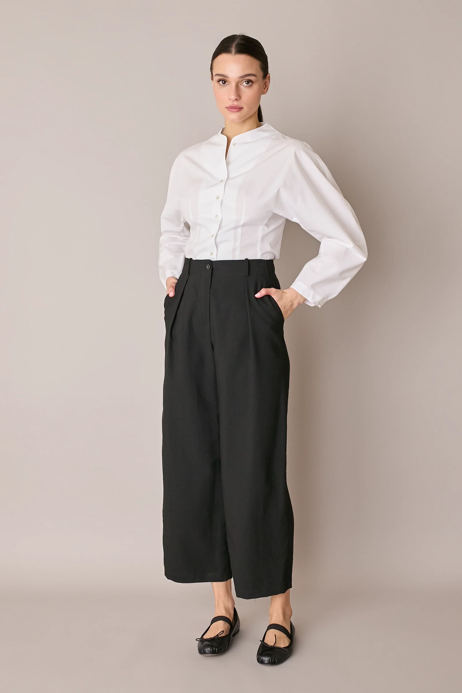 Camicia in cotone con maniche scultoree - Image 14
