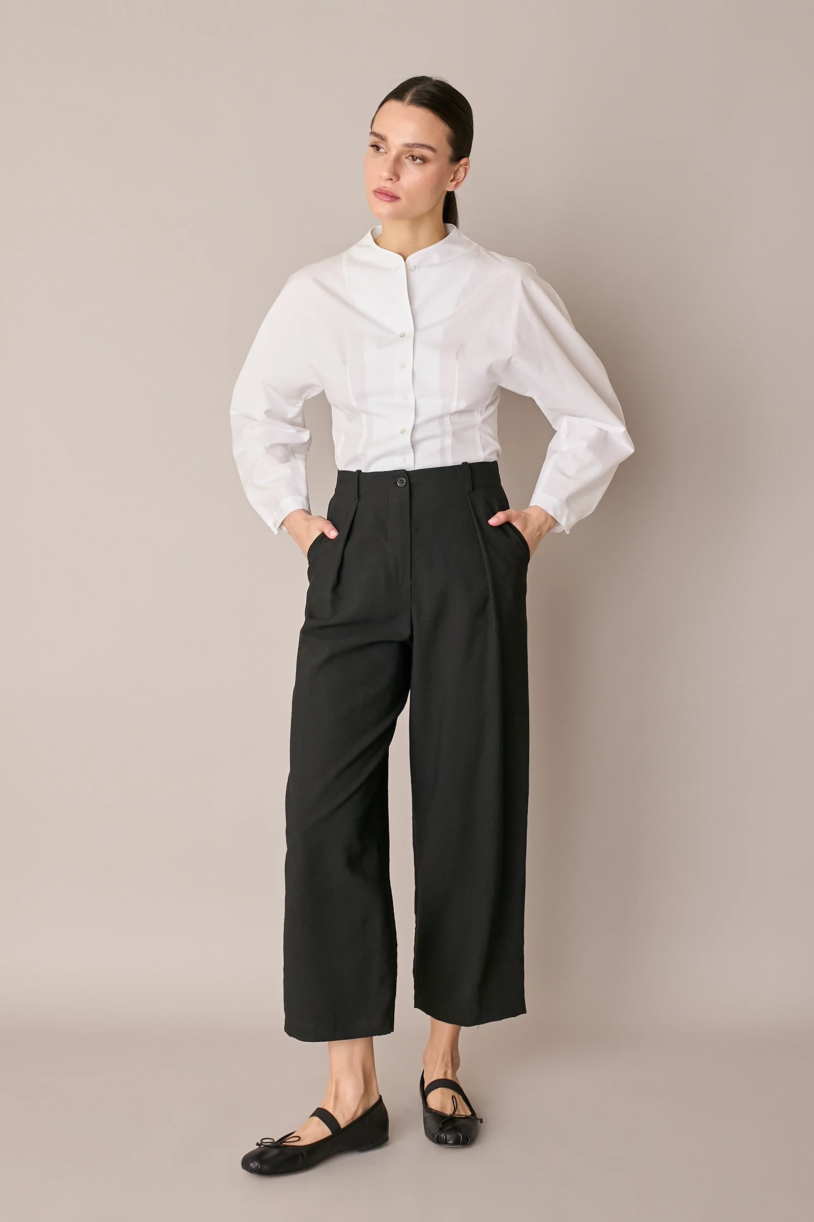 Camicia in cotone con maniche scultoree - Image 15