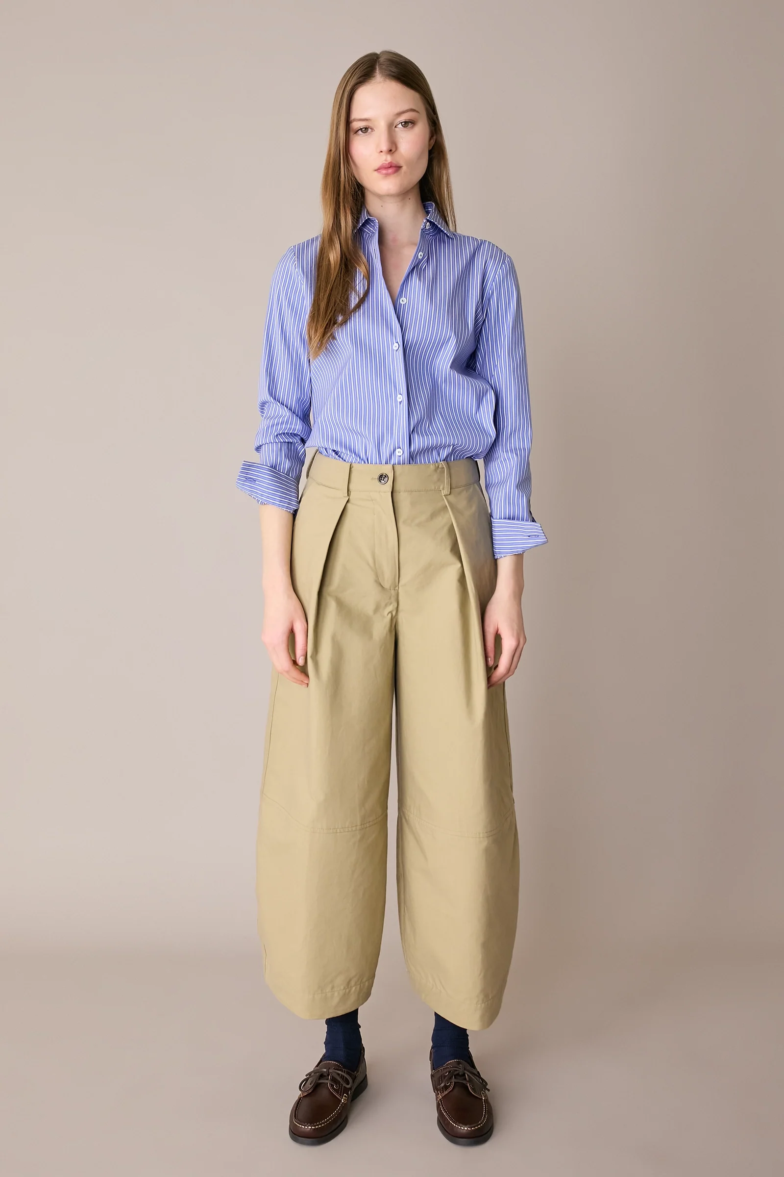 Camicia in cotone stretch con colletto stondato - Image 3