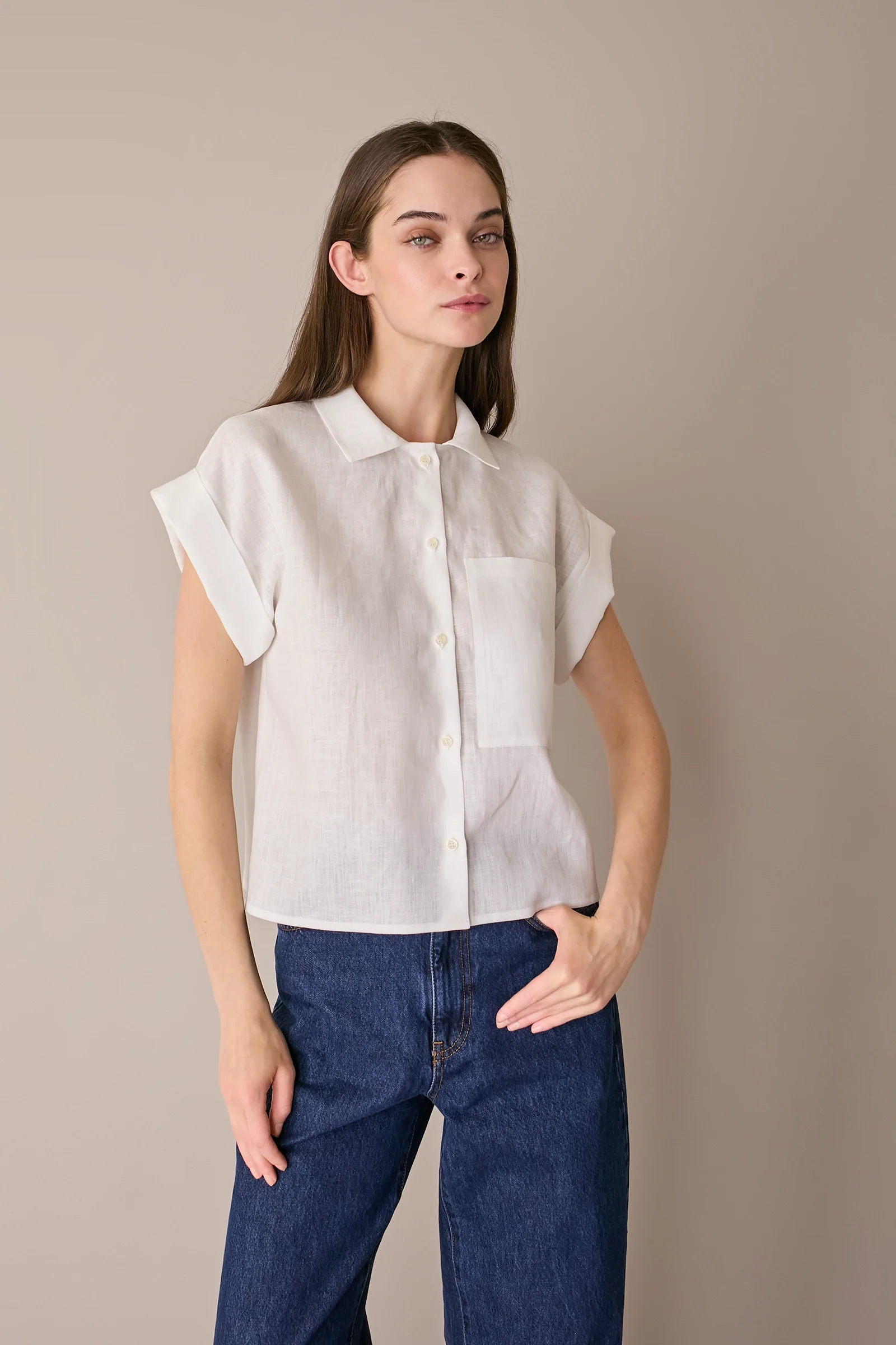 Camicia in lino con taschino - Image 11