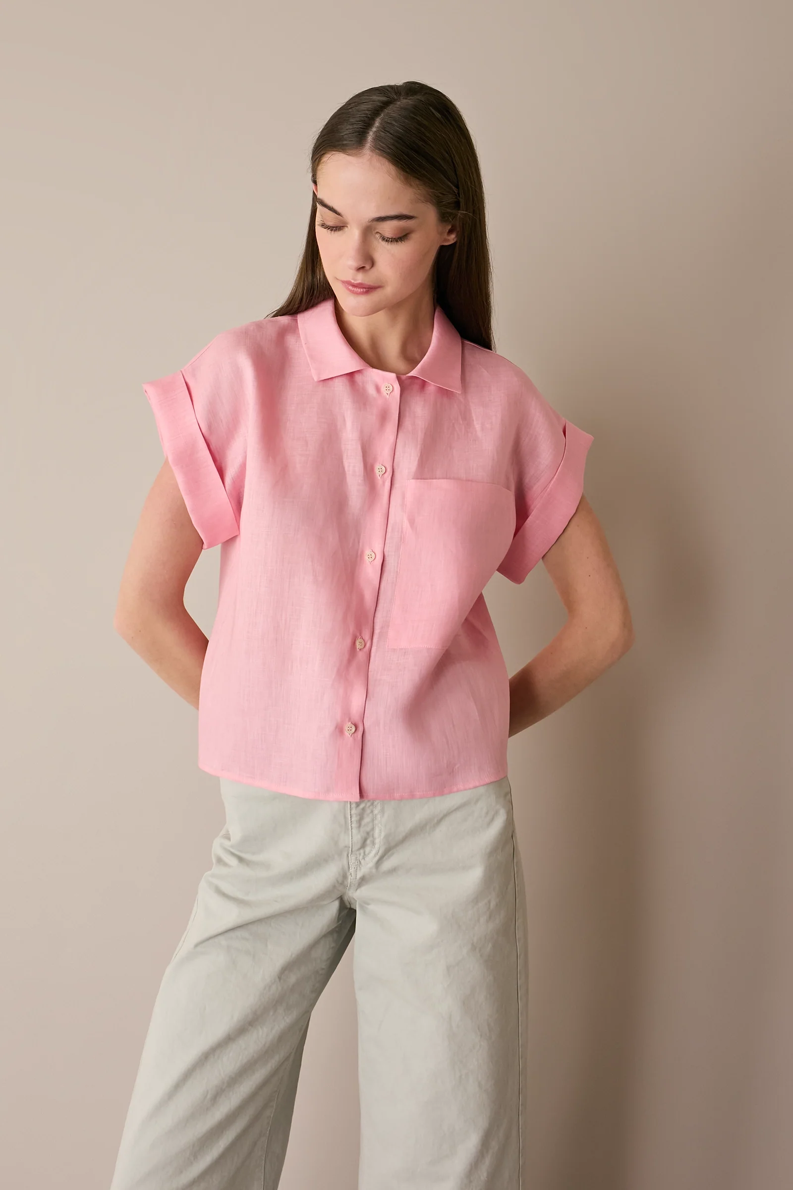 Camicia in lino con taschino - Image 20