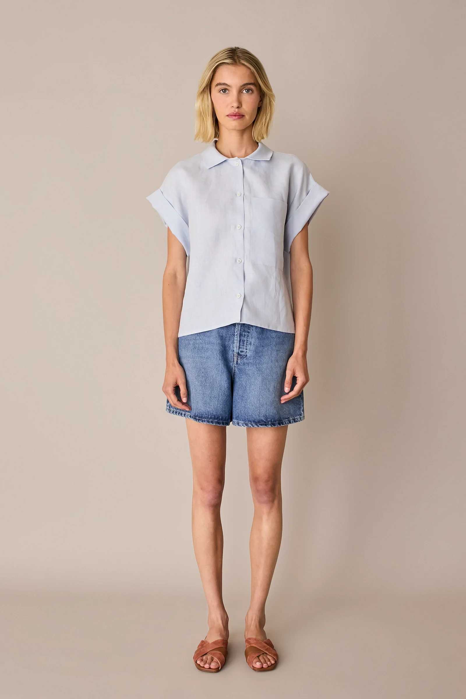 Camicia in lino con taschino - Image 5