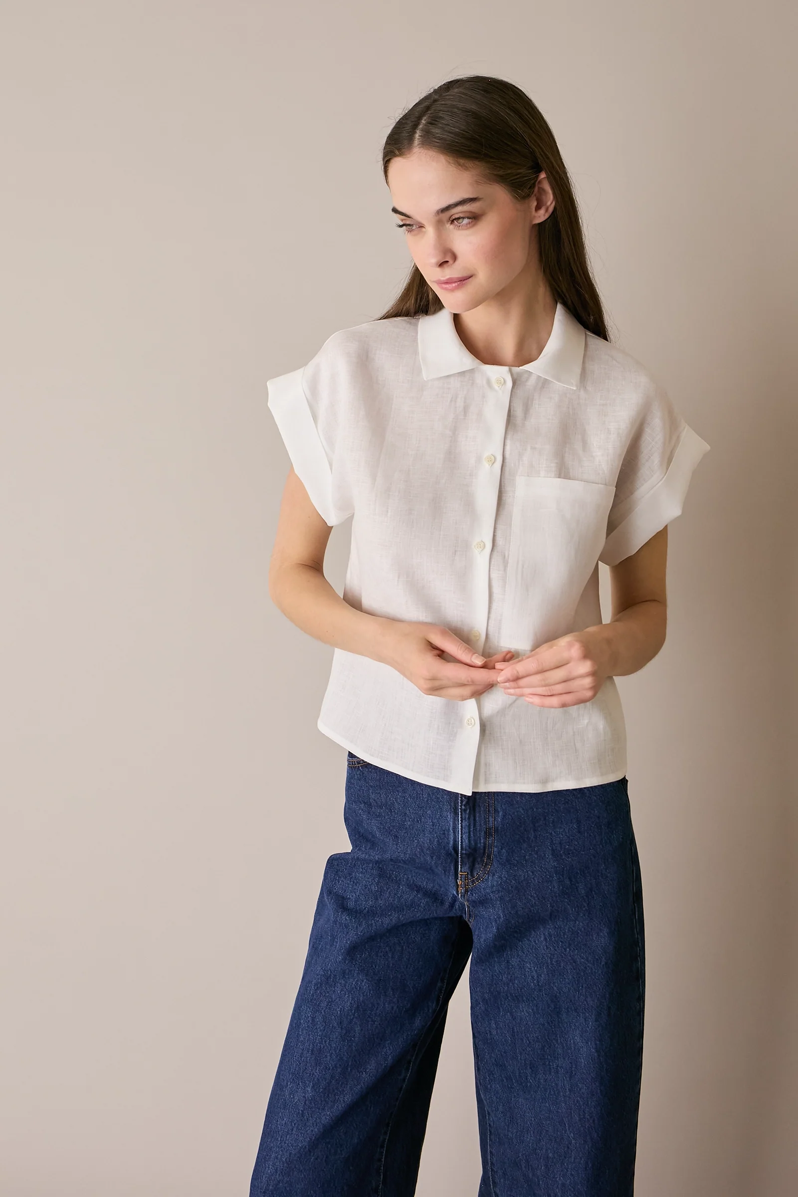 Camicia in lino con taschino - Image 7