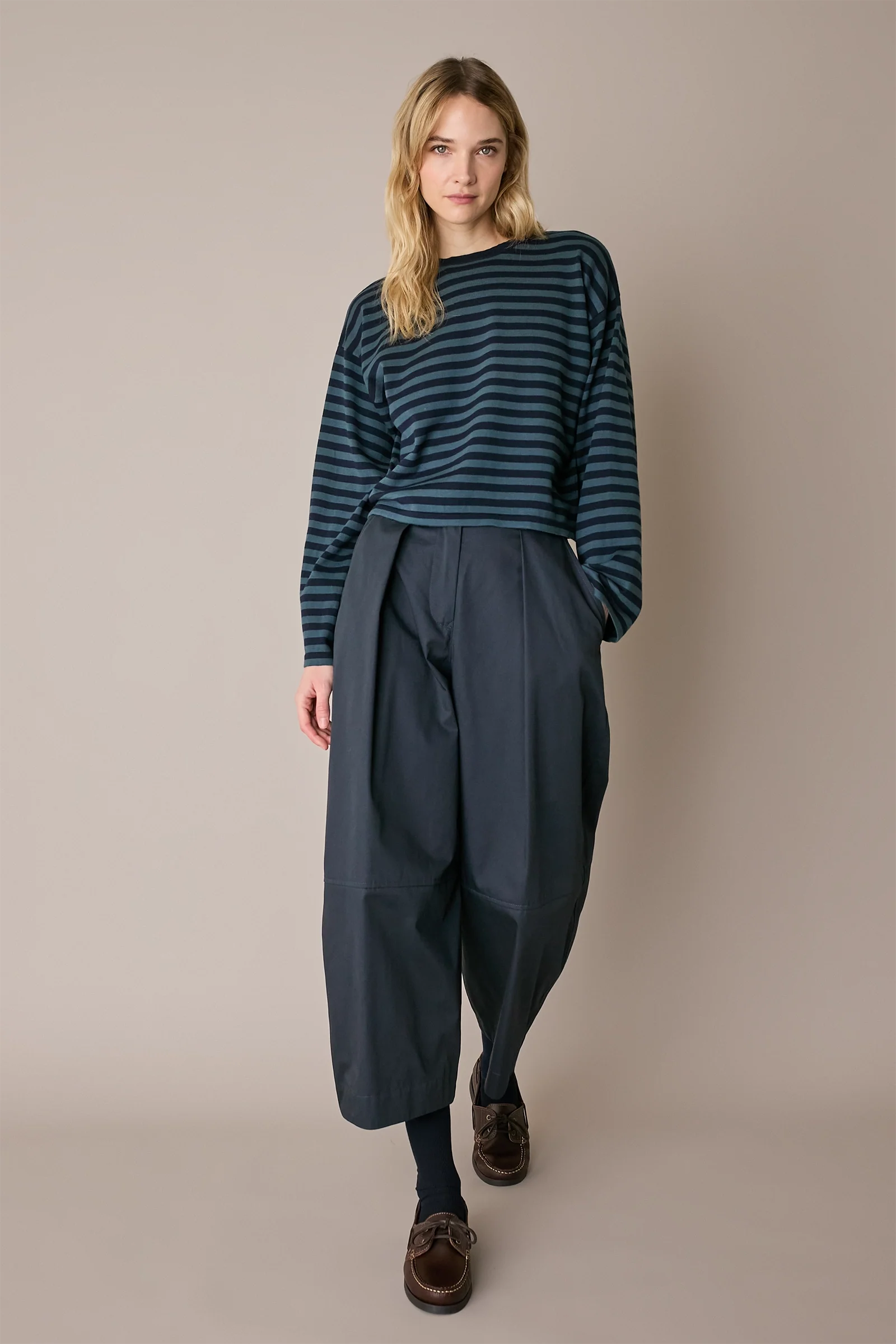 Maglia girocollo boxy a righe - Image 3