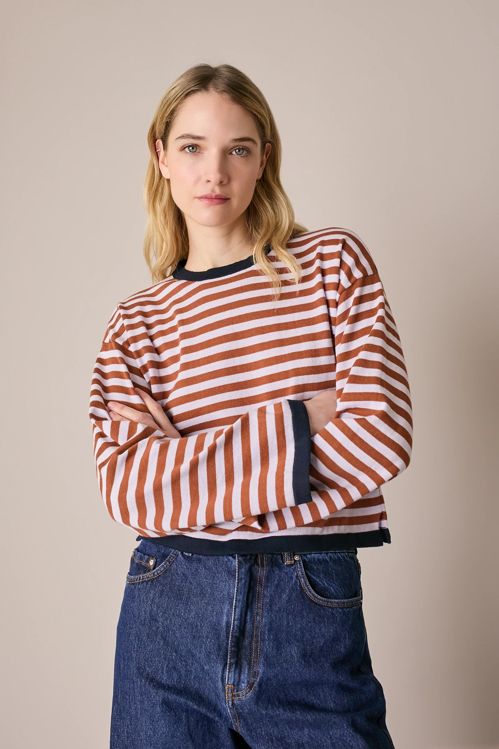 Maglia girocollo boxy a righe - Image 6