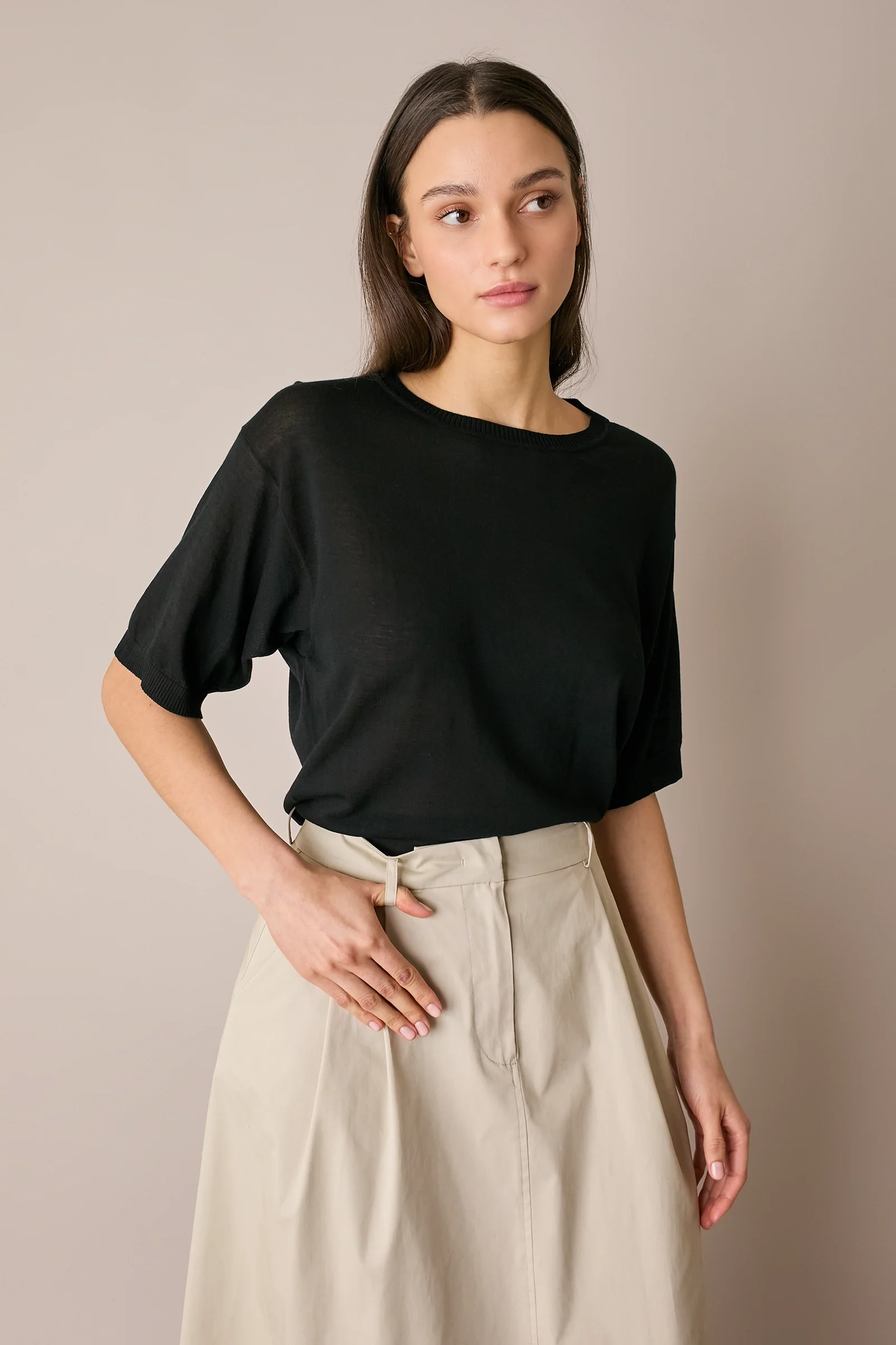 Maglia girocollo in cotone a mezze maniche - Image 5