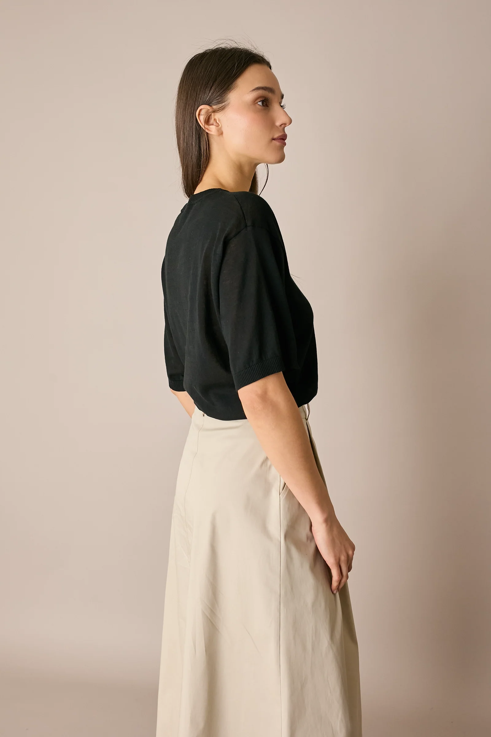 Maglia girocollo in cotone a mezze maniche - Image 7