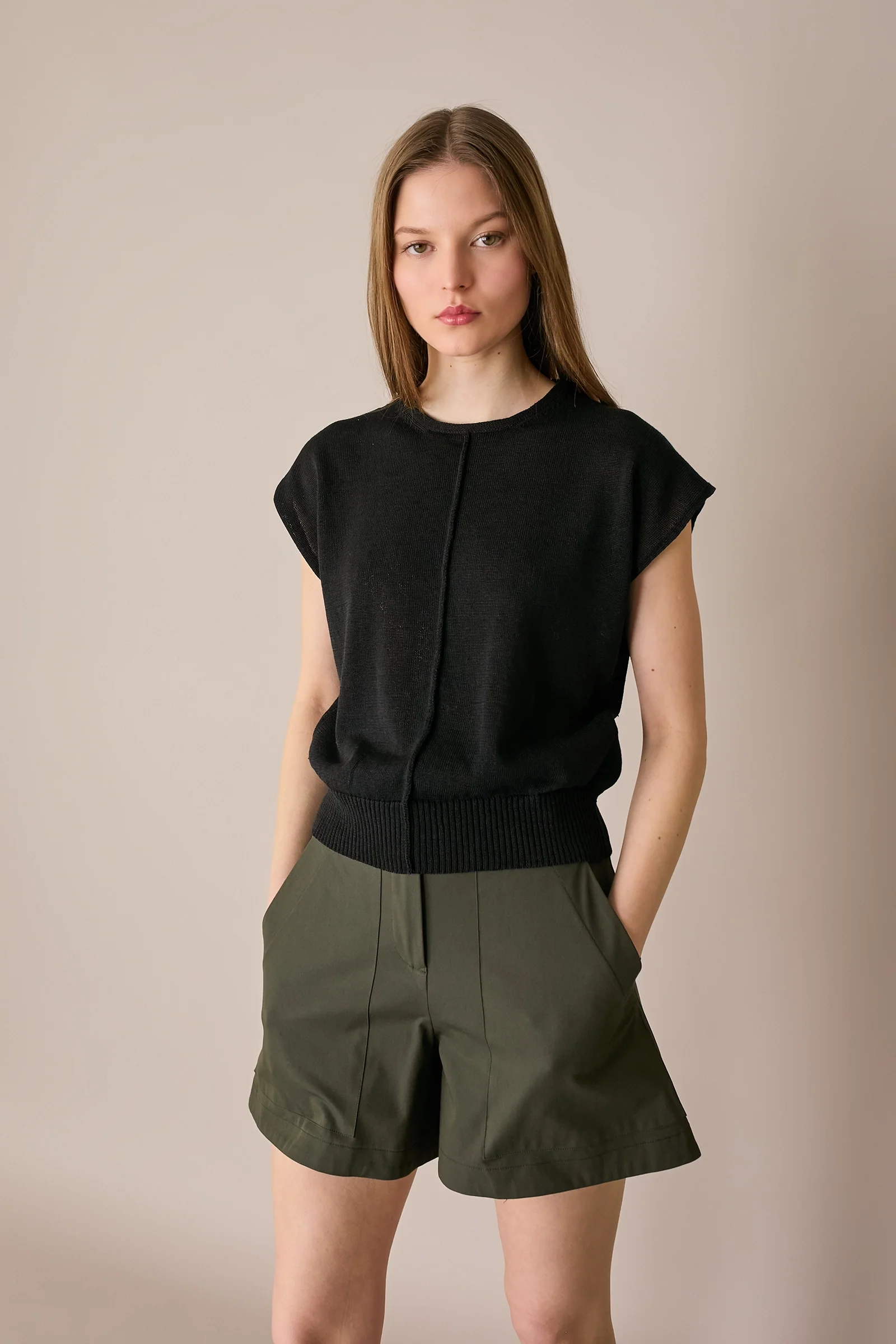 Maglia in lino e cotone con maniche kimono - Image 8