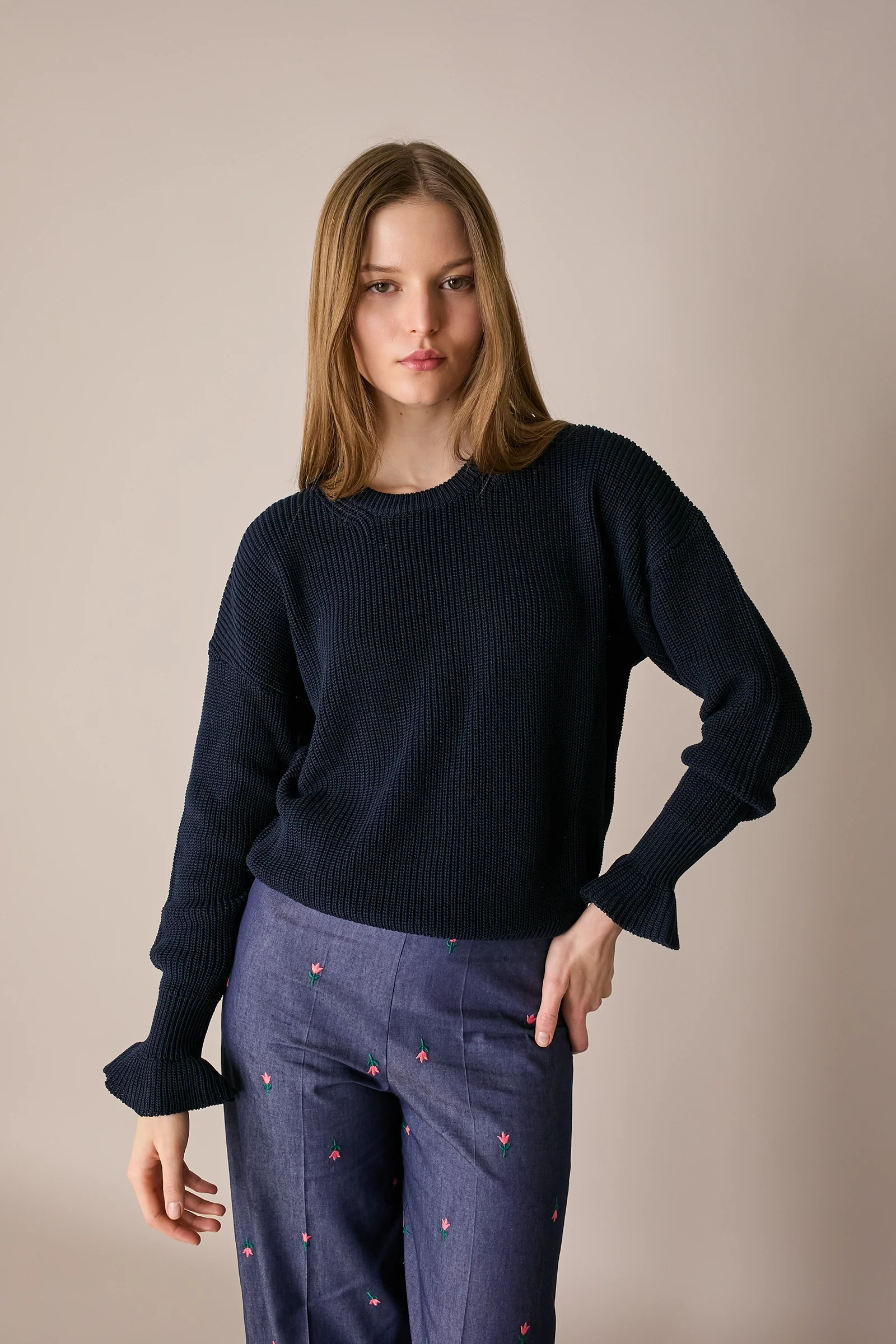 Maglia punto pannocchia con polsini volant - Image 16