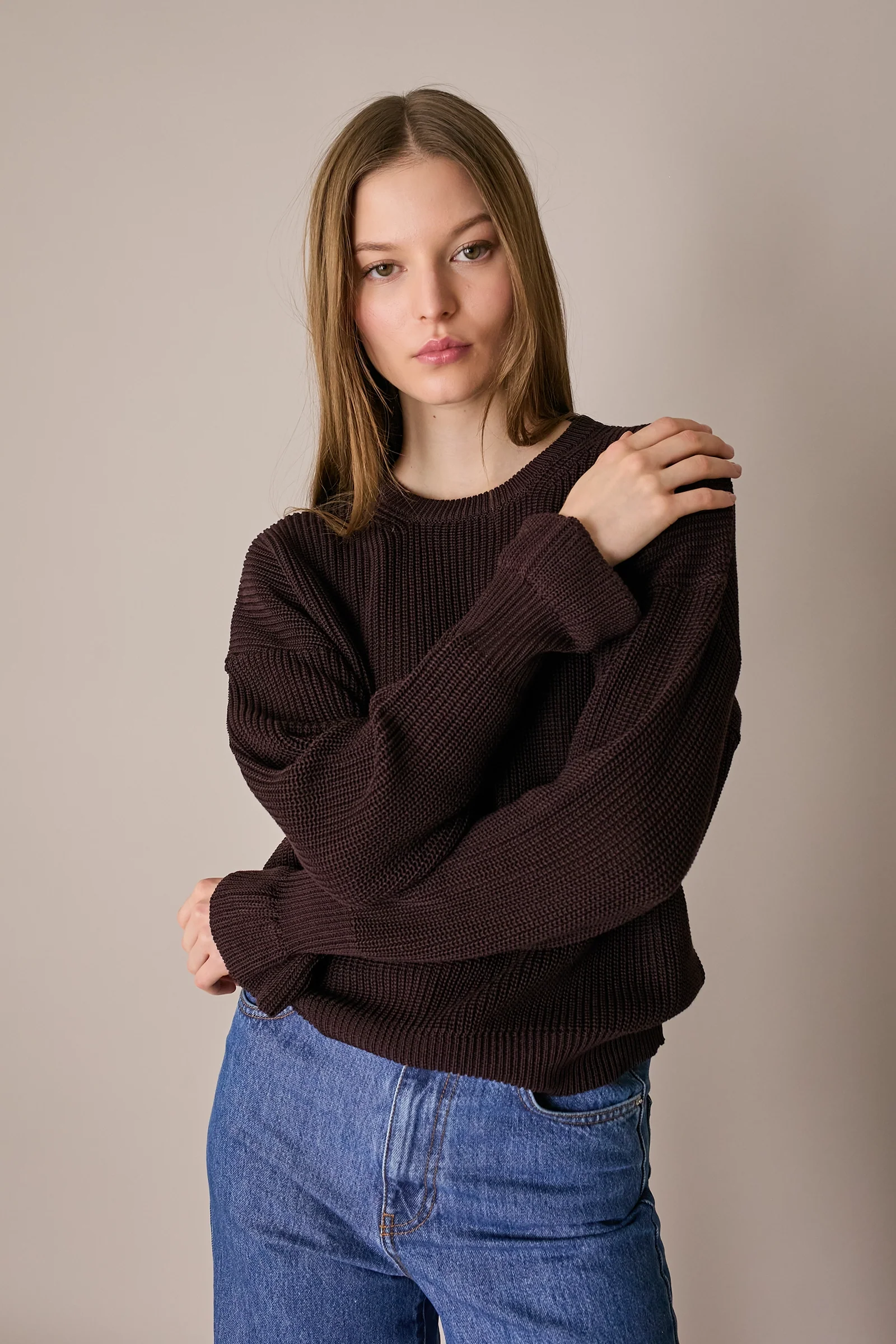 Maglia punto pannocchia con polsini volant - Image 3