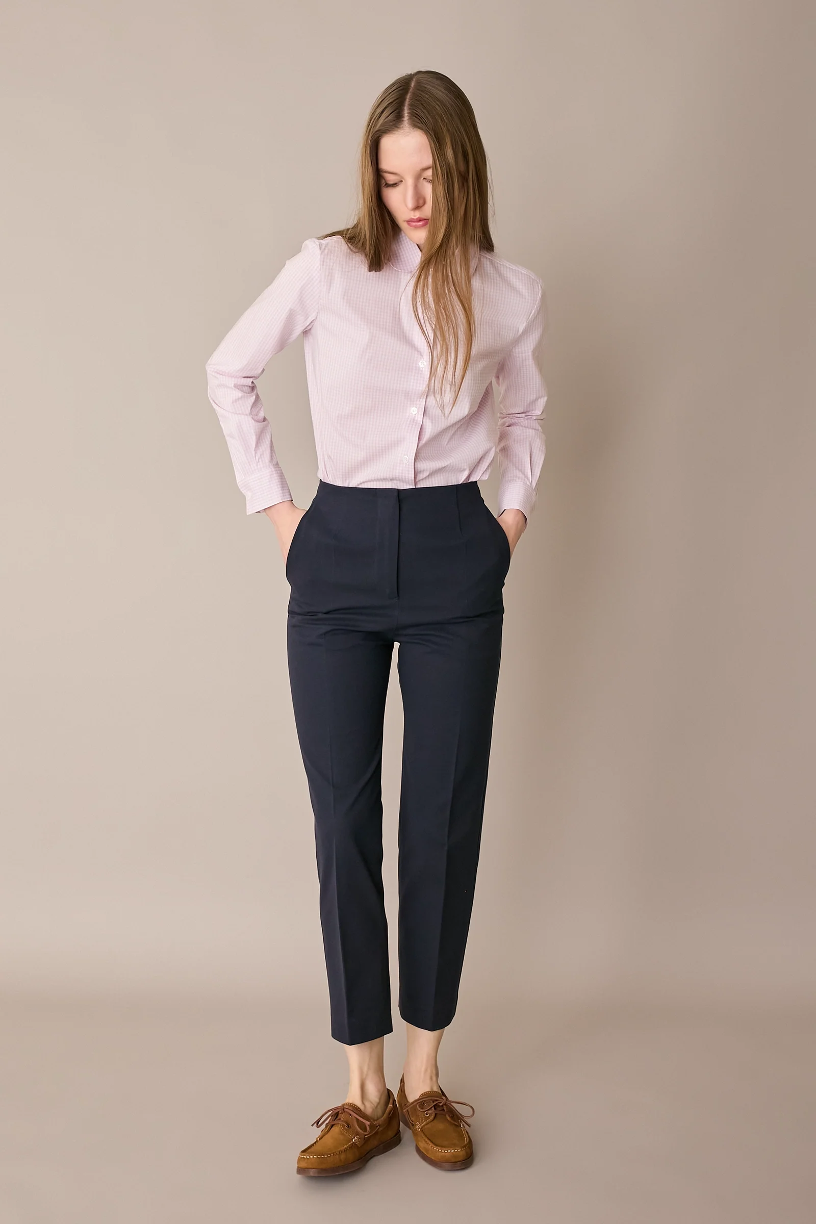 Pantaloni con piega in cotone elasticizzato - Image 3