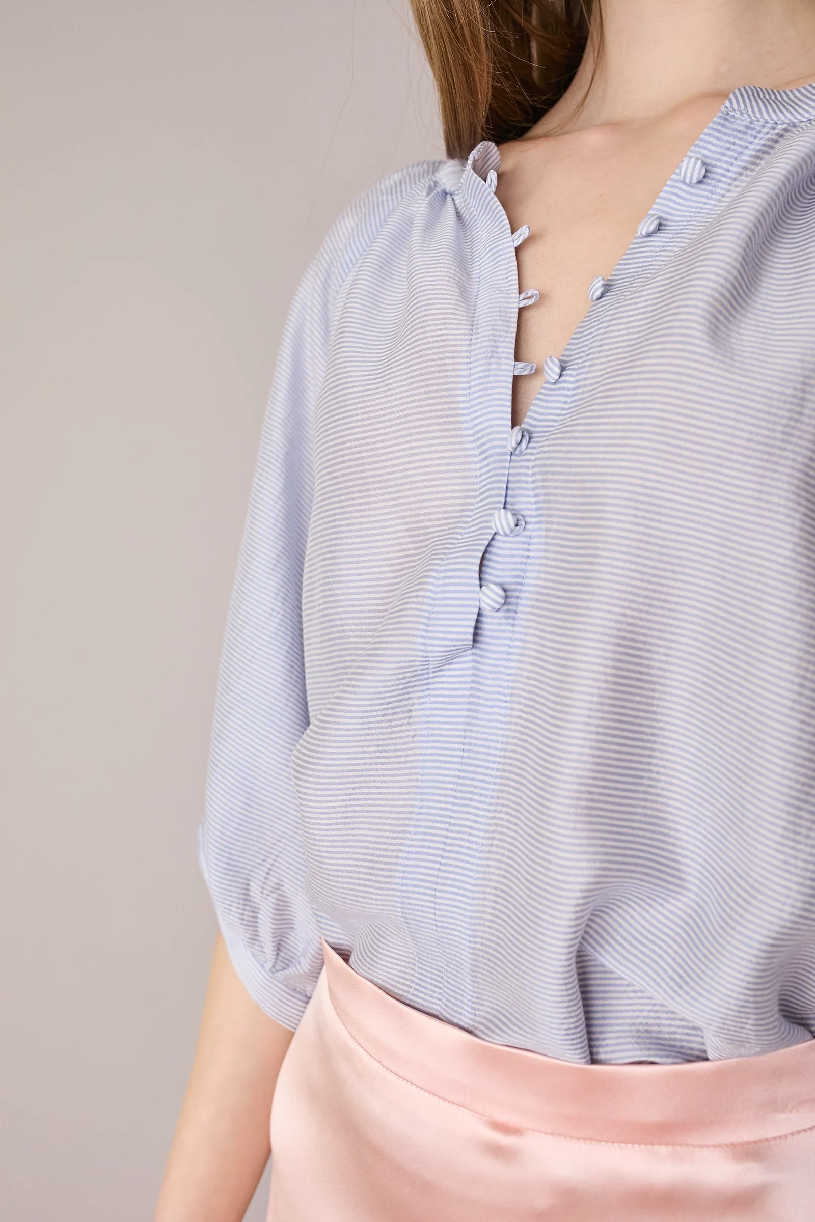 Top a righe in blend di seta - Image 3