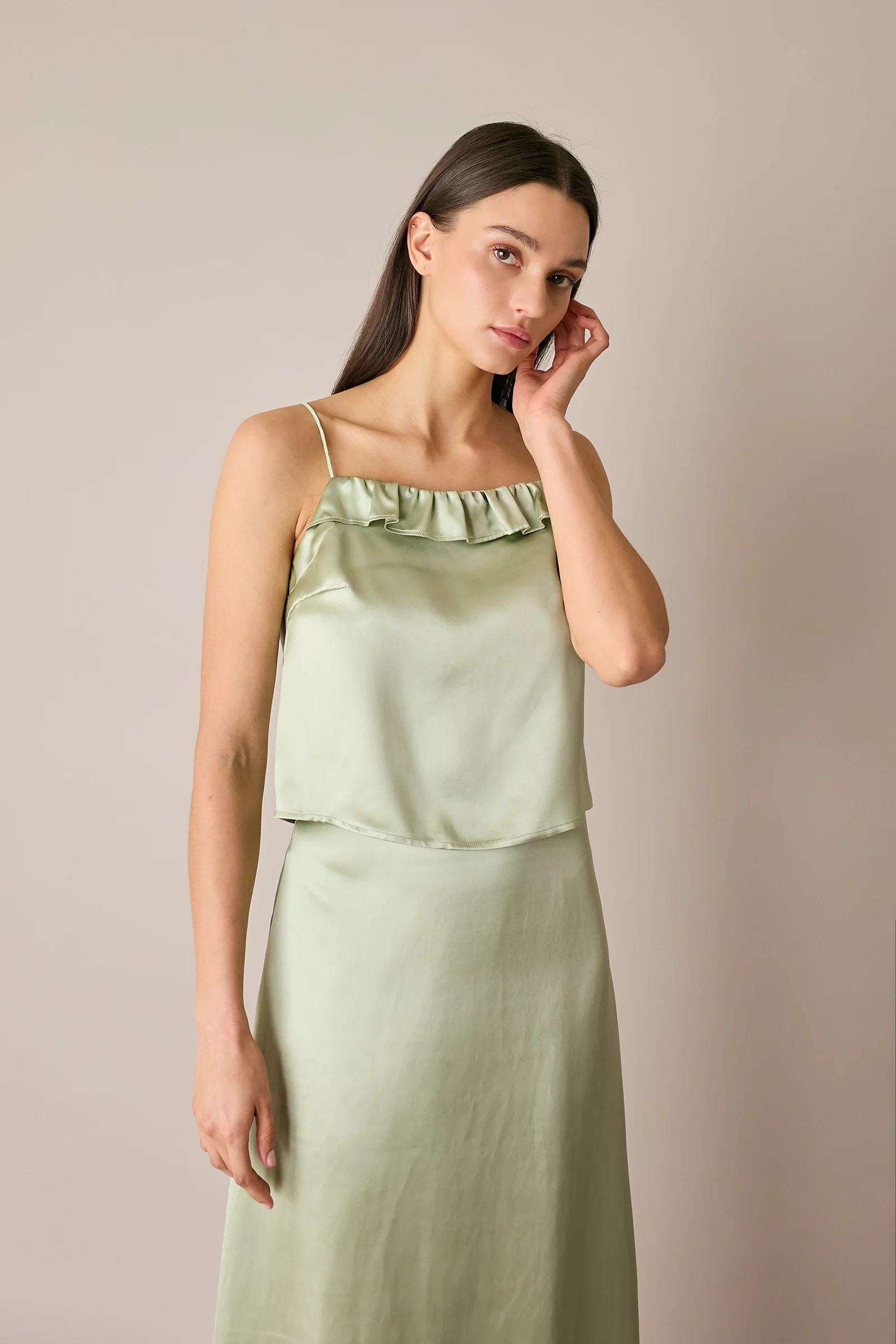 Top in blend di seta con spalline sottili - Image 3