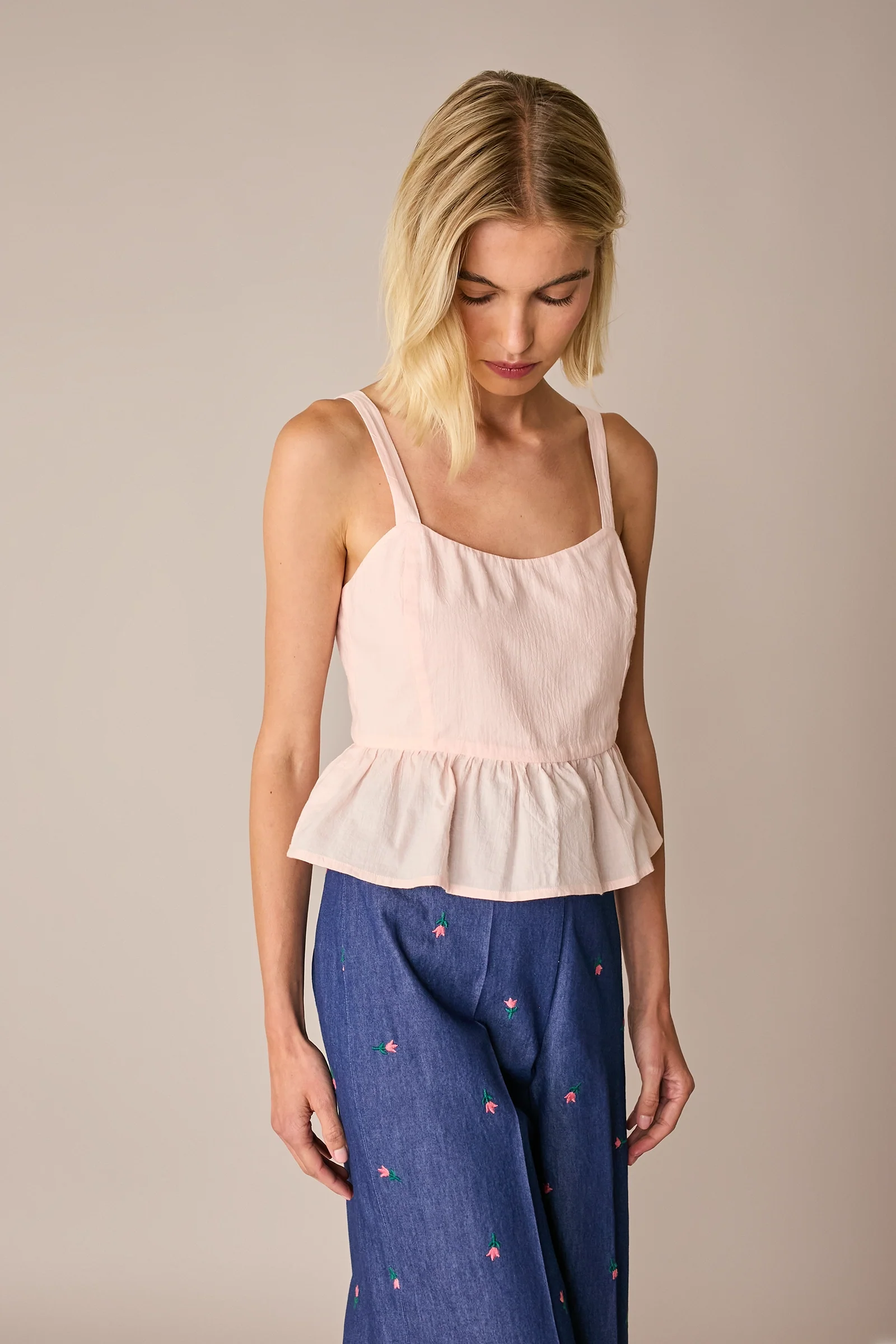 Top in cotone con balza - Image 3