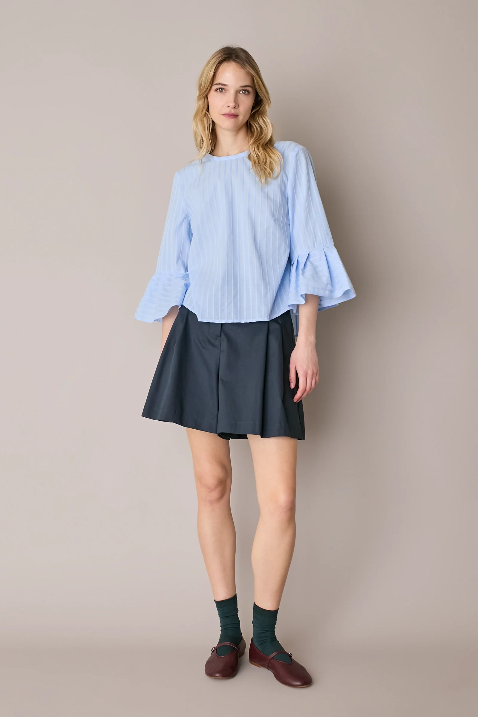 Top in cotone con maniche a campanella - Image 3