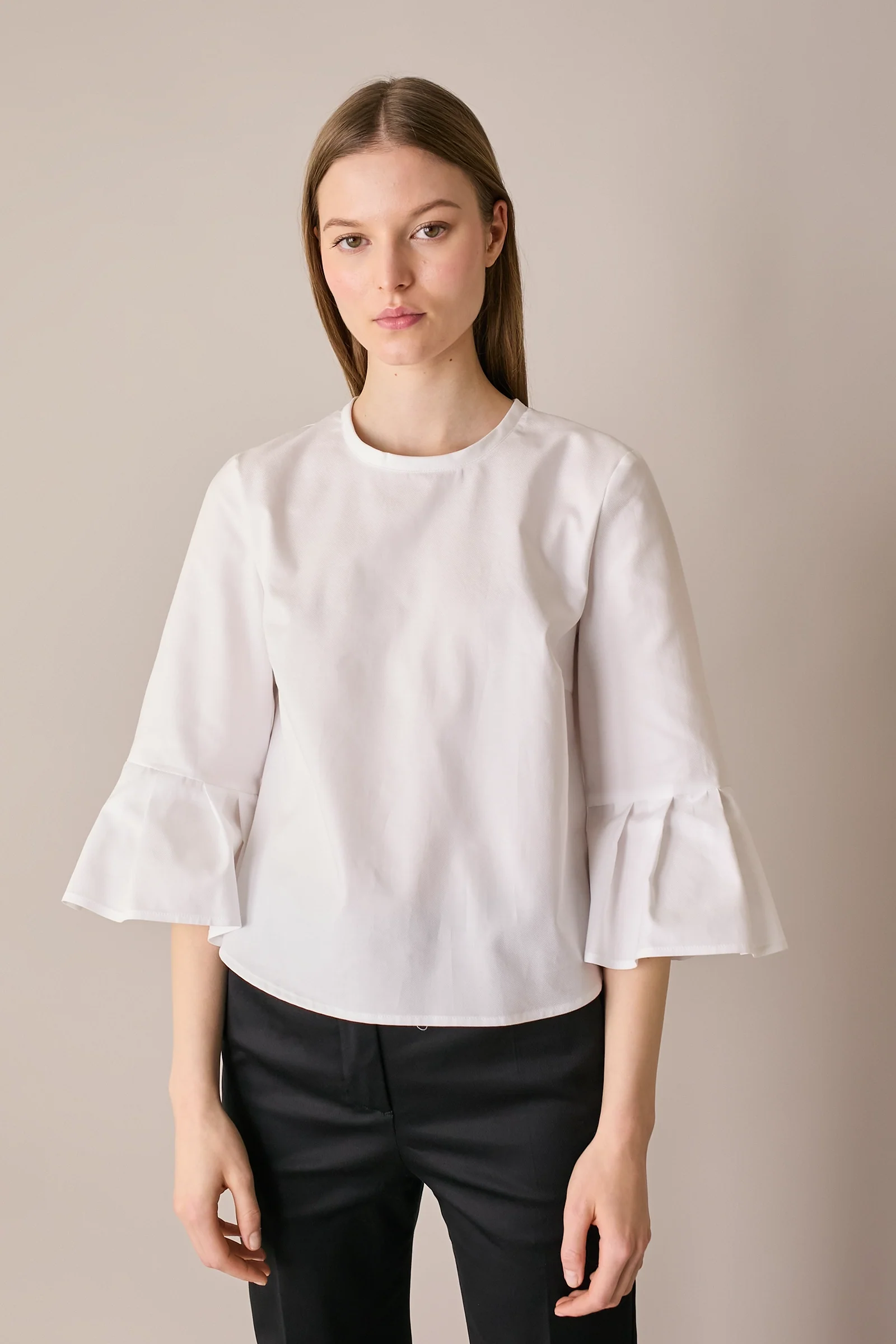 Top in cotone con maniche a campanella - Image 6