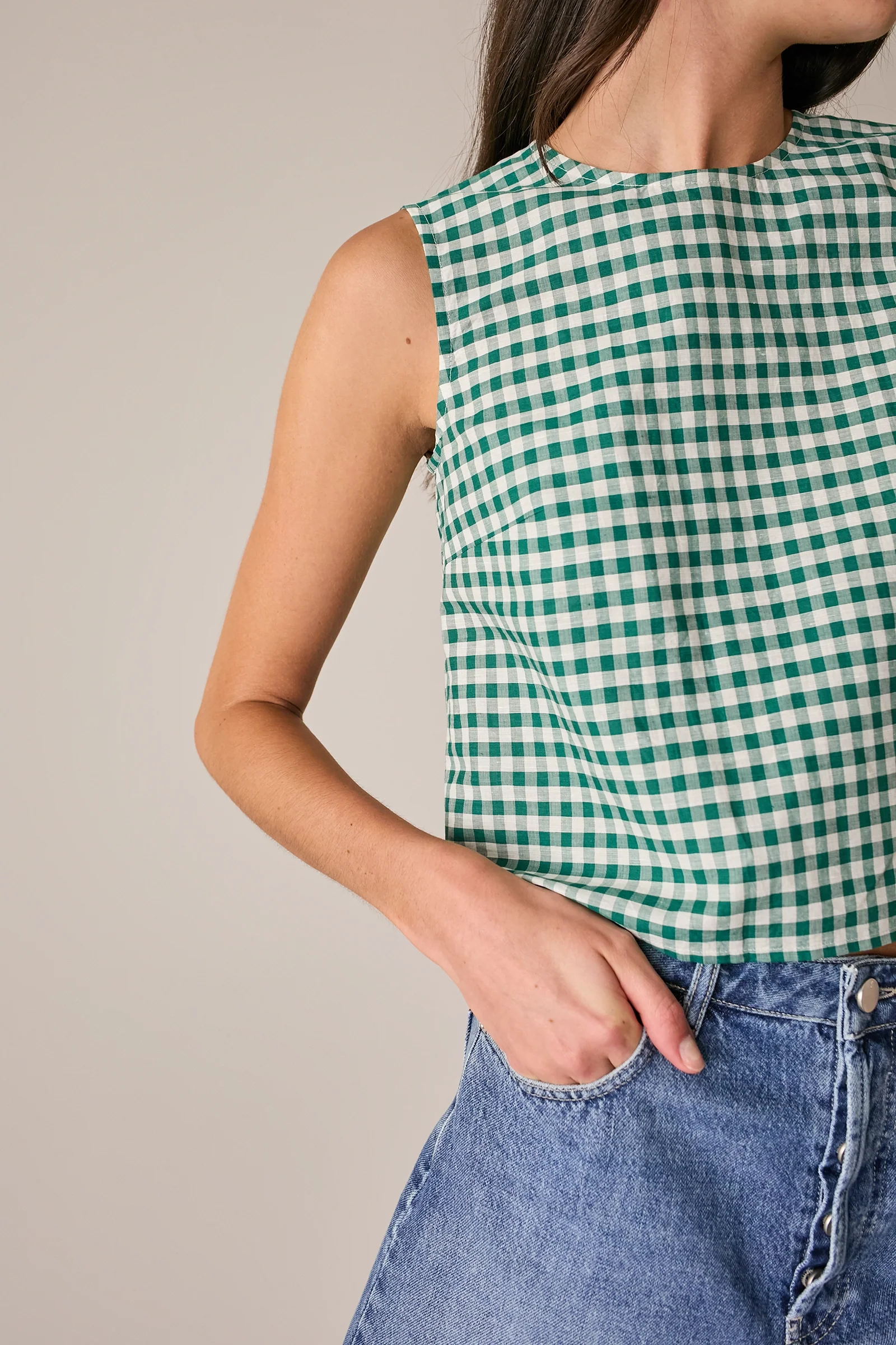 Top vichy in lino e cotone - Image 2