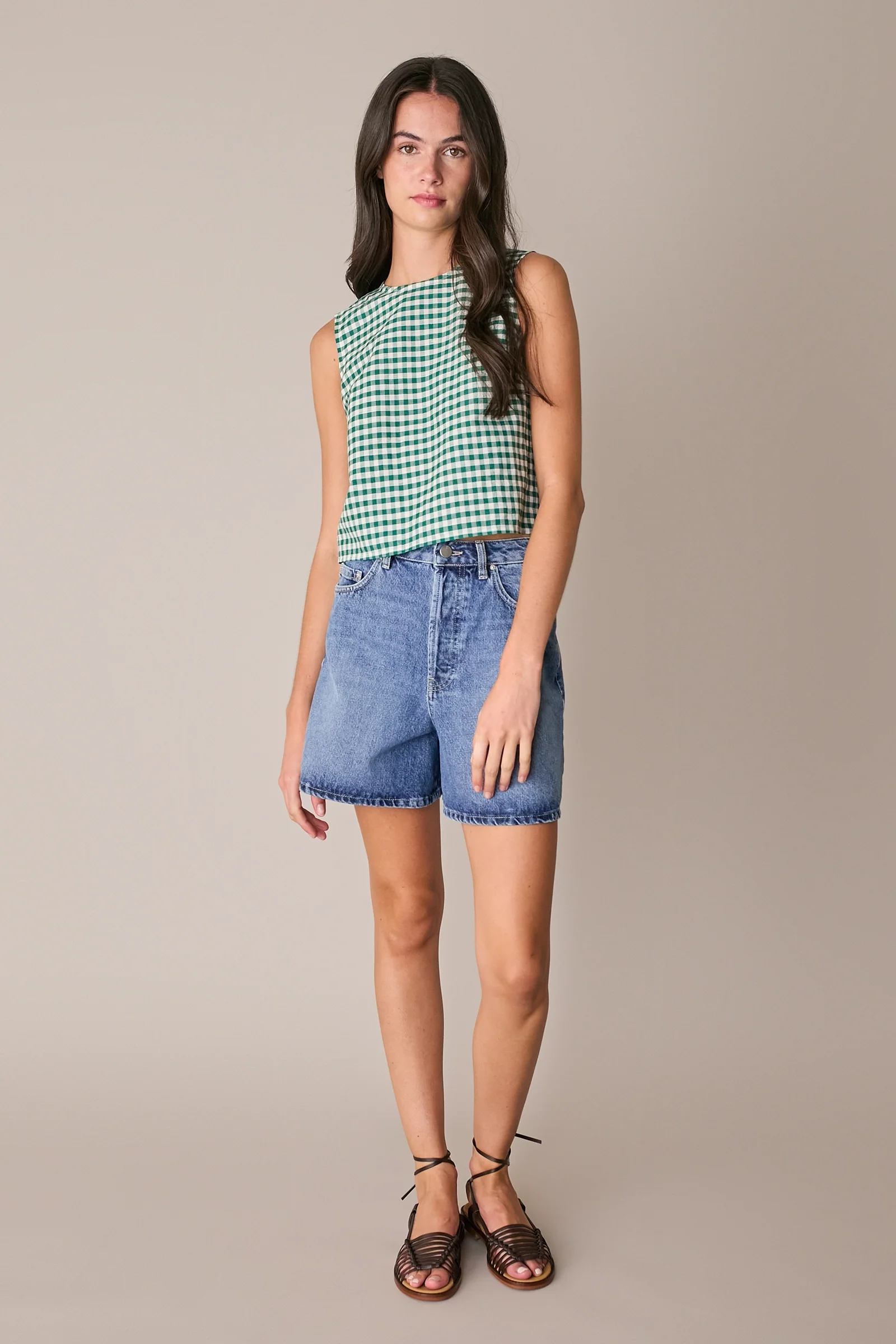 Top vichy in lino e cotone - Image 3